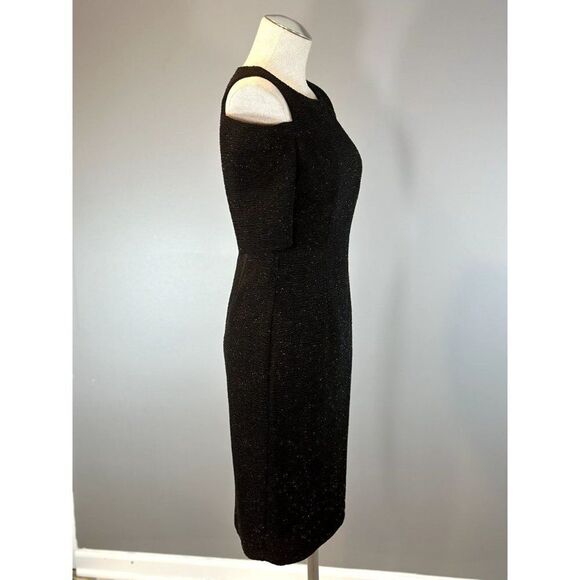 Eliza J Cold Shoulder Sparkle Knit Sheath Dress in Black Size 4 - Picture 4 of 8